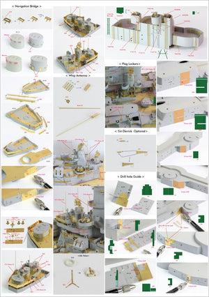 Pontos 23002F1 USS BB-63 Missouri 1945 Detail Up Set (Teak tone stained wooden deck) 1/200 – imagen 30