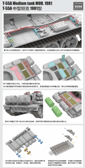 Rye Field Model 5098 T-55A Medium Tank Mod. 1981 with workable track links 1/35 – imagen 6