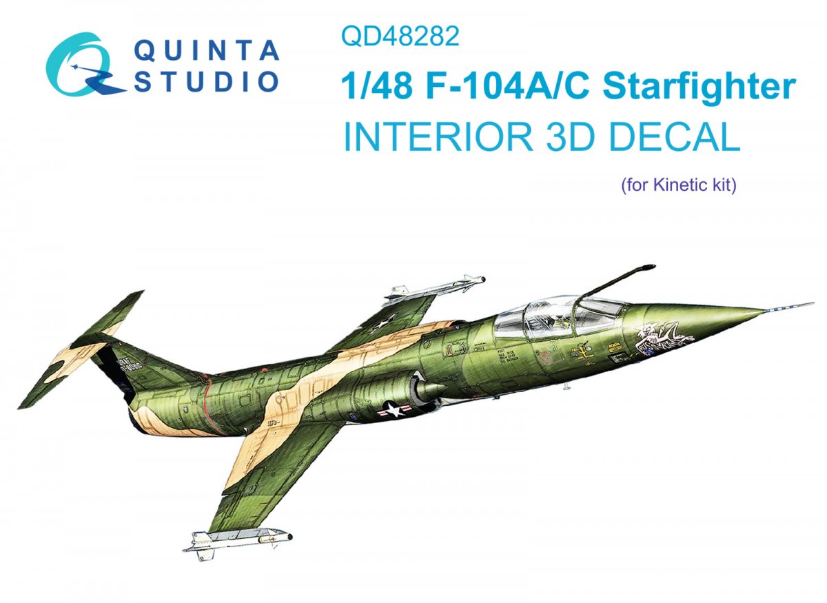 Quinta Studio QD48282 F-104A/С 3D-Printed &amp;amp; coloured Interior on decal paper (Kinetic) 1/48