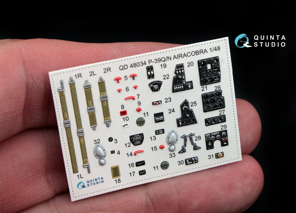 Quinta Studio QD48034 P-39Q/N 3D-Printed &amp;amp; coloured Interior on decal paper (for Hasegawa kit) 1/48 – Bild 3
