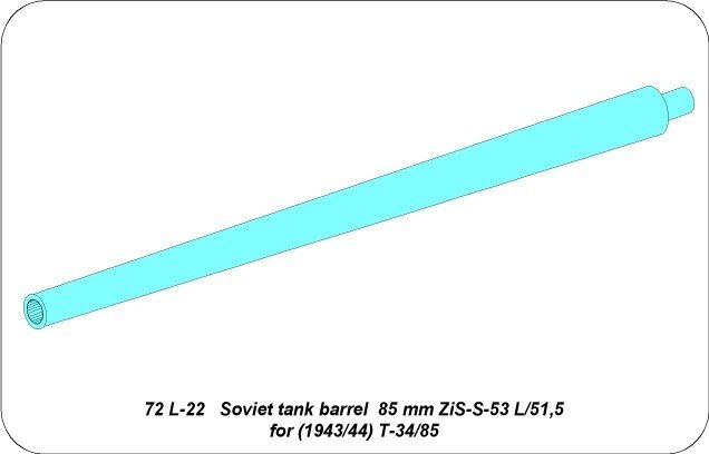 Aber 72L-23 Lufa 76,2mm L-11 do czołgu T-34/76 model z 1940 / Soviet tank barrel 76,2mm L-11 for T-34/76 model 1940 1/72 – immagine 3