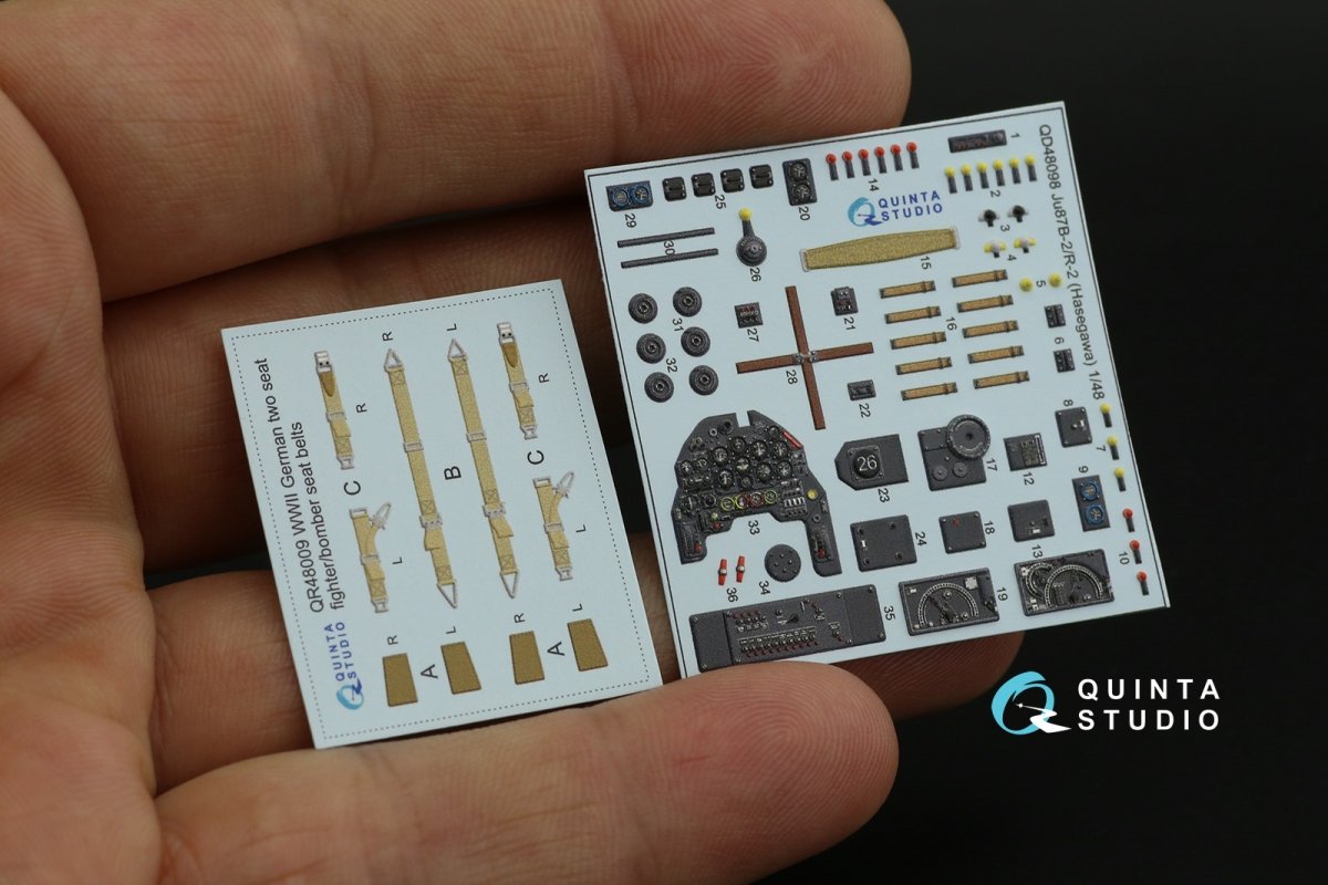 Quinta Studio QD48098 Ju 87B-2/R-2 3D-Printed &amp;amp; coloured Interior on decal paper (Hasegawa) 1/48 – immagine 10