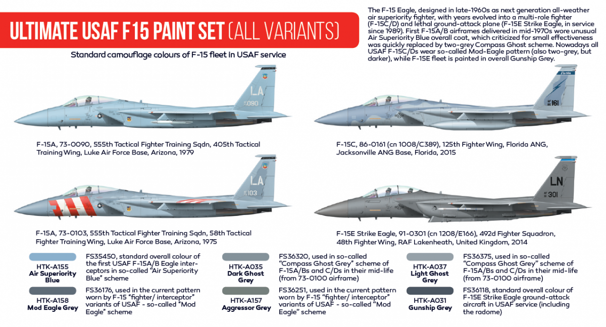 Hataka HTK-AS43 Ultimate USAF F-15 paint set (all variants) (6x17ml) – immagine 2