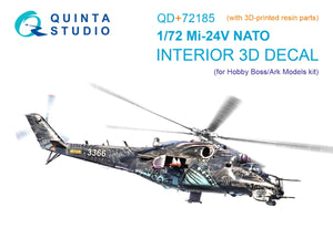 Intérieur imprimé en 3D et coloré sur papier décalcomanie pour Mi-24V OTAN (QD+72185 de Quinta Studio, Hobby Boss/ARK Models) (avec pièces en résine imprimées en 3D) à l&amp;#39;échelle 1/72