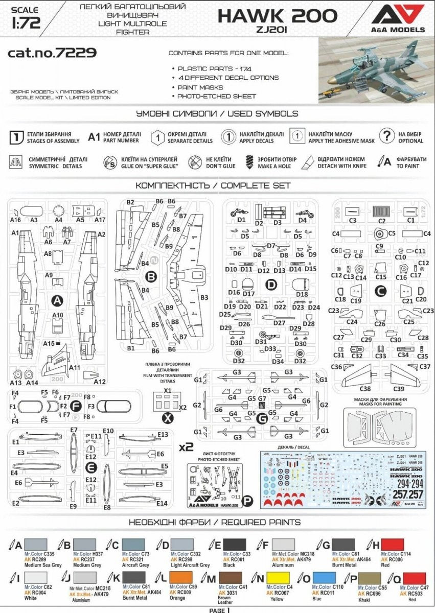 A&amp;amp;A Models 7229 Hawk 200 ZG201 - Light Multirole Fighter 1/72 – image 3