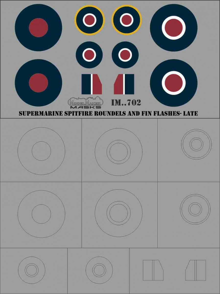 ModelMaker Decals IM48702 Supermarine Spitfire roundels and fin flashes - LATE 1/48 – immagine 2