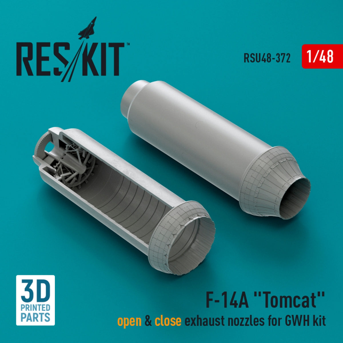 RESKIT RSU48-0372 F-14A "Tomcat" open & close exhaust nozzles for GWH kit (3D Printed) 1/48