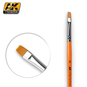 AK Interactive AK611 FLAT BRUSHES 6 SYNTHETIC