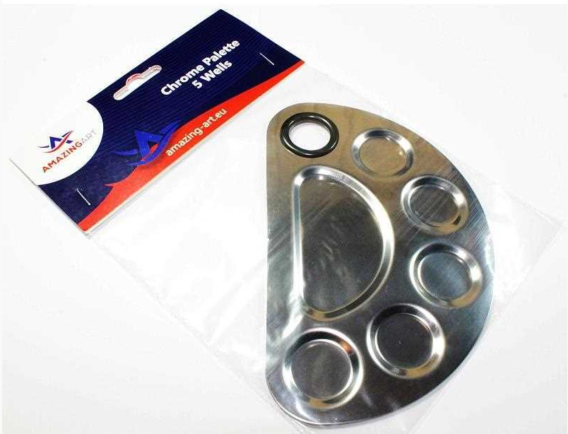 Amazing Art 19021 Chrome Semi-Circular Paint Mixing Palette