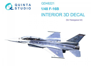 Quinta Studio QD48221 F-16B 3D-Printed &amp;amp; coloured Interior on decal paper (Hasegawa) 1/48