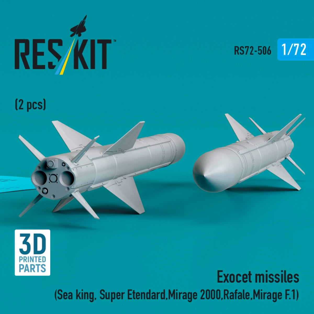 RESKIT RS72-0506 Exocet missiles (2 pcs) (3D Printed) 1/72 – immagine 3