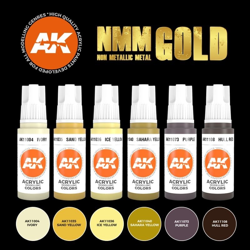 AK Interactive AK11606 NMM (Métal non métallique) OR Coffret 6 x 17 ml