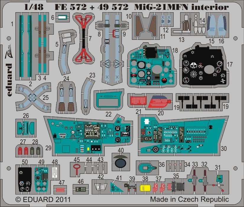 Eduard FE572 MiG-21MFN interior S. A. EDUARD 1/48