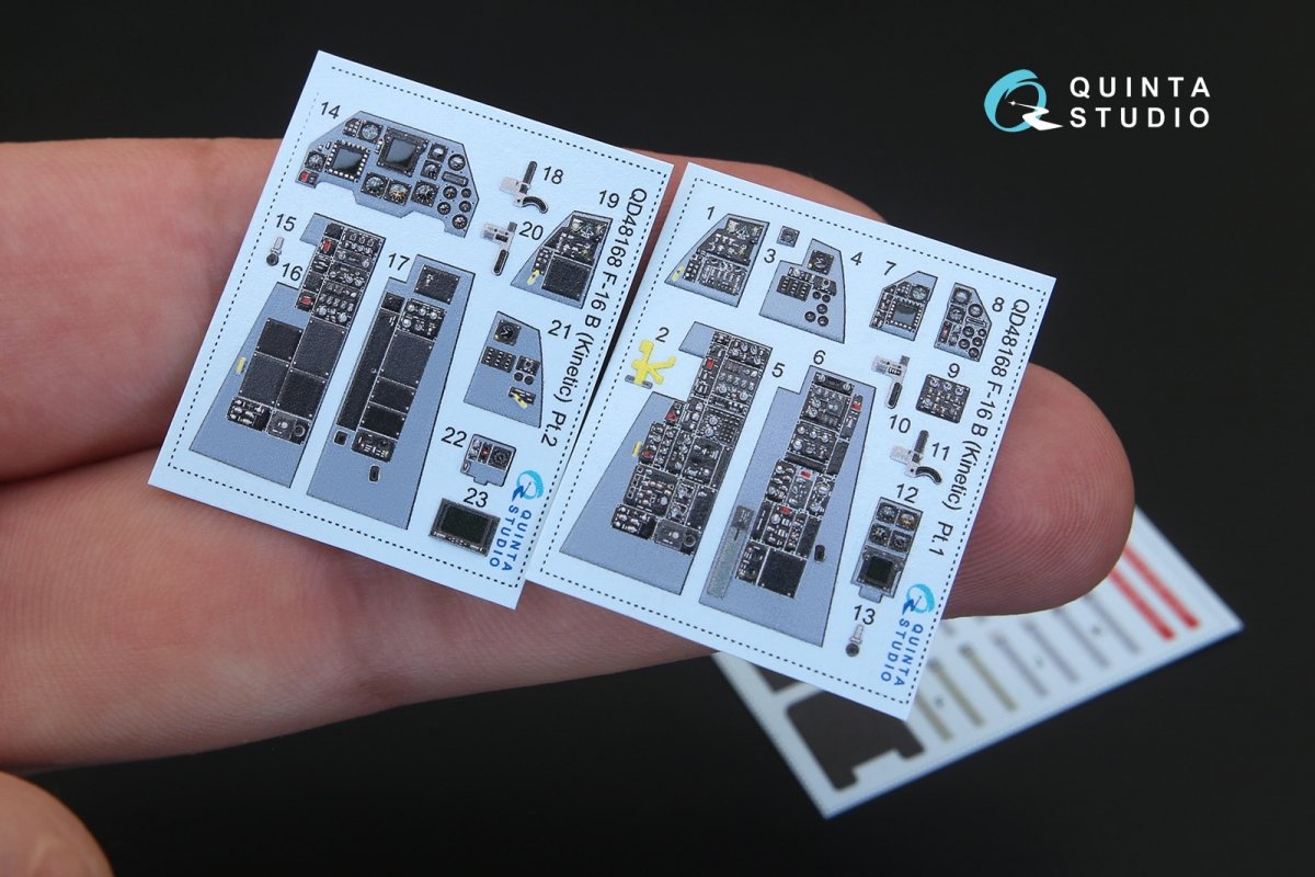 Quinta Studio QD48168 F-16B 3D-Printed &amp;amp; coloured Interior on decal paper (for Kinetic kit) 1/48 – Bild 2