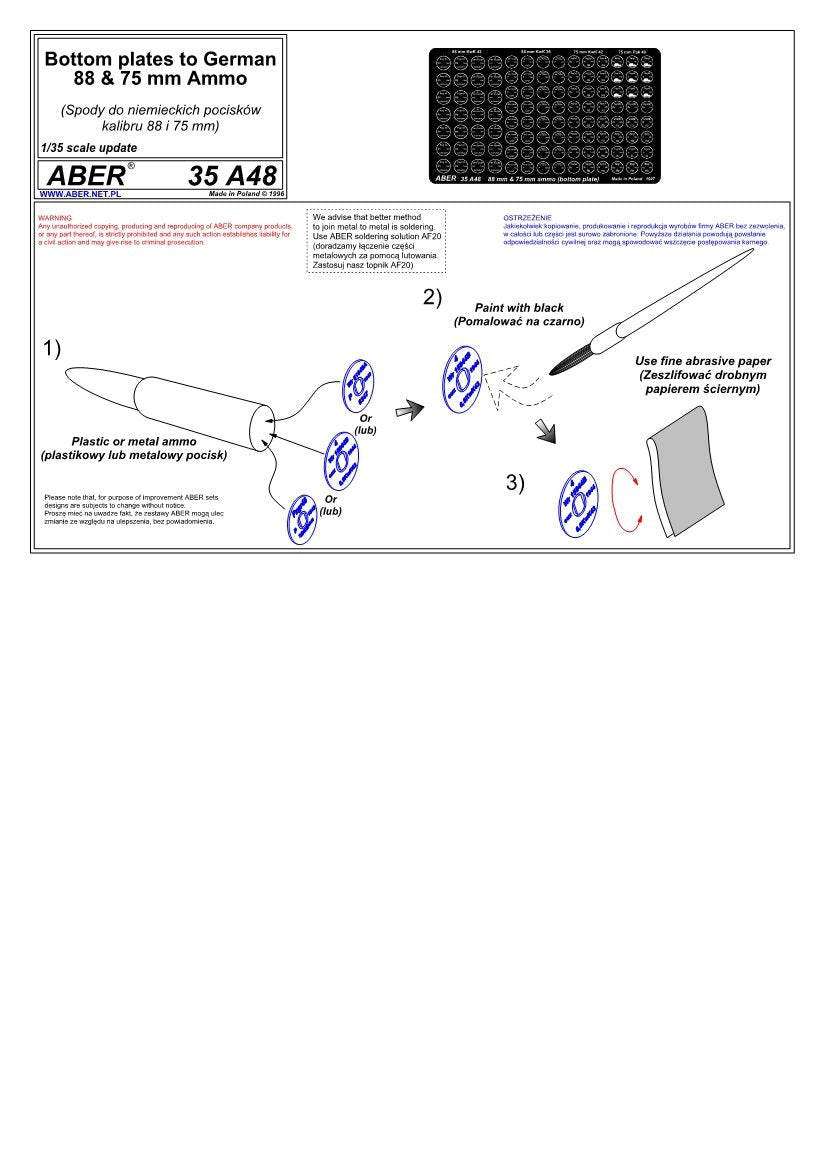 Aber 35A048 Fond pour étuis de projectiles de 88 et 75 mm (allemands) (1/35) – image 4