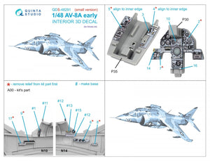 Quinta Studio QDS-48291 AV-8A Early 3D-Printed &amp;amp; coloured Interior on decal paper (Kinetic) (Small version) 1/48 – imagen 2