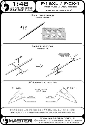 Master AM-48-144 F-16XL / F-CK-1 Prototypes Pitot Tube &amp;amp; AOA Probes 1/48 – imagen 4