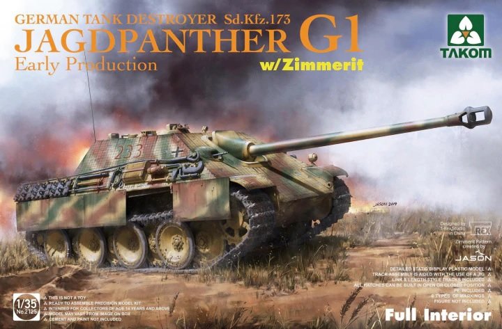 Takom 2125 Jagdpanther G1 Early Production w/zimmerit &amp;amp; full interior 1/35