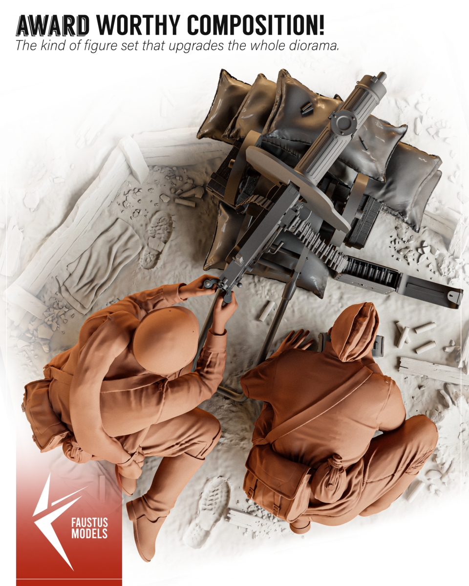 Faustus Models FM16001 “Under Fire” Soviet Machine Gun Team 1/16