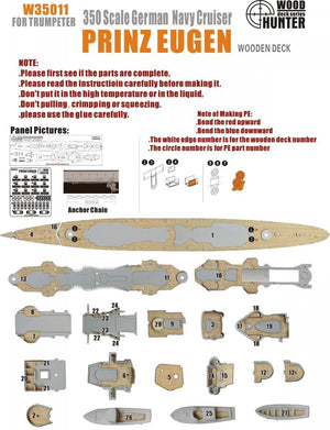 Wood Hunter W35011 Wood deck German Prinz Eugen for Trumpeter 1/350