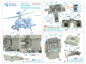 Quinta Studio QDS+35106 AH-64D 3D-Printed &amp;amp; coloured Interior on decal paper (Takom) (Small version) (with 3D-printed resin parts) 1/35 – zdjęcie 2