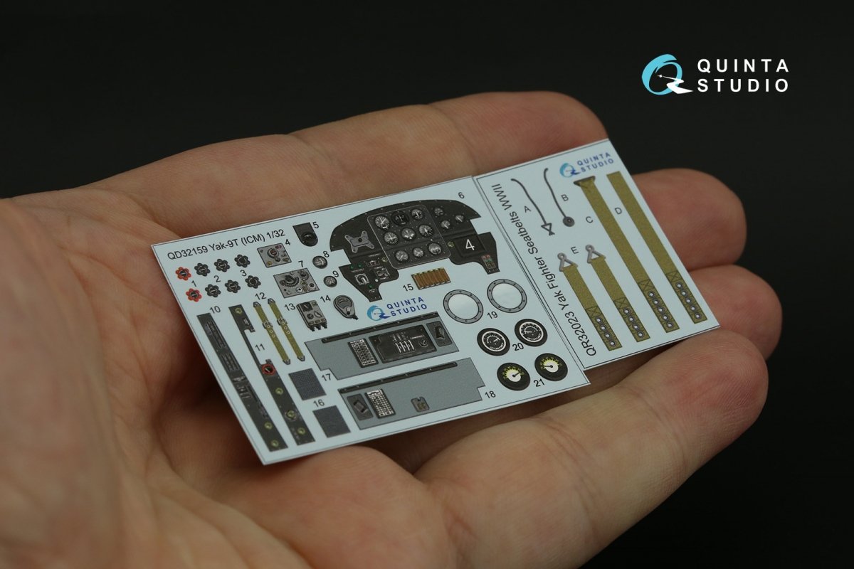 Quinta Studio QD32159 Yak-9 T/K 3D-Printed &amp;amp; coloured Interior on decal paper (ICM) 1/32 – immagine 6