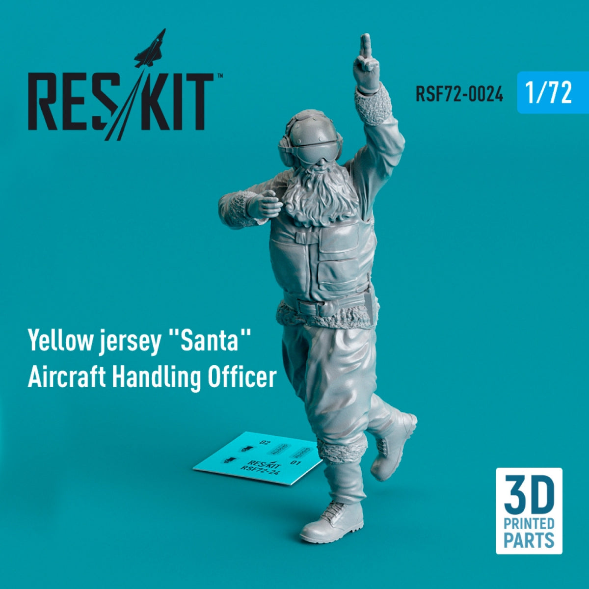 RESKIT RSF72-0024 Agent de manutention d'aéronefs Père Noël en maillot jaune (1 pièce) (Impression 3D) 1/72