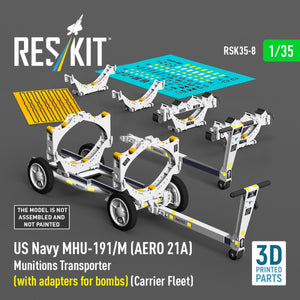 RESKIT RSK35-0008 US NAVY MHU-191/M (AERO 21A) Munitions Transporter (with adapters for bombs) (Carrier Fleet) (3D Printed model kit) 1/35 – zdjęcie 2