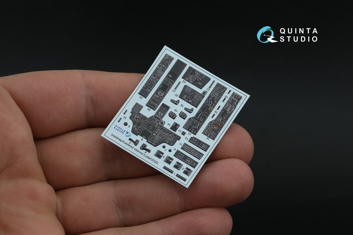 Quinta Studio QDS-48572 AH-64A 3D-Printed &amp;amp; colored Interior on decal paper (Academy/Modelist) (small version) 1/48 – image 3