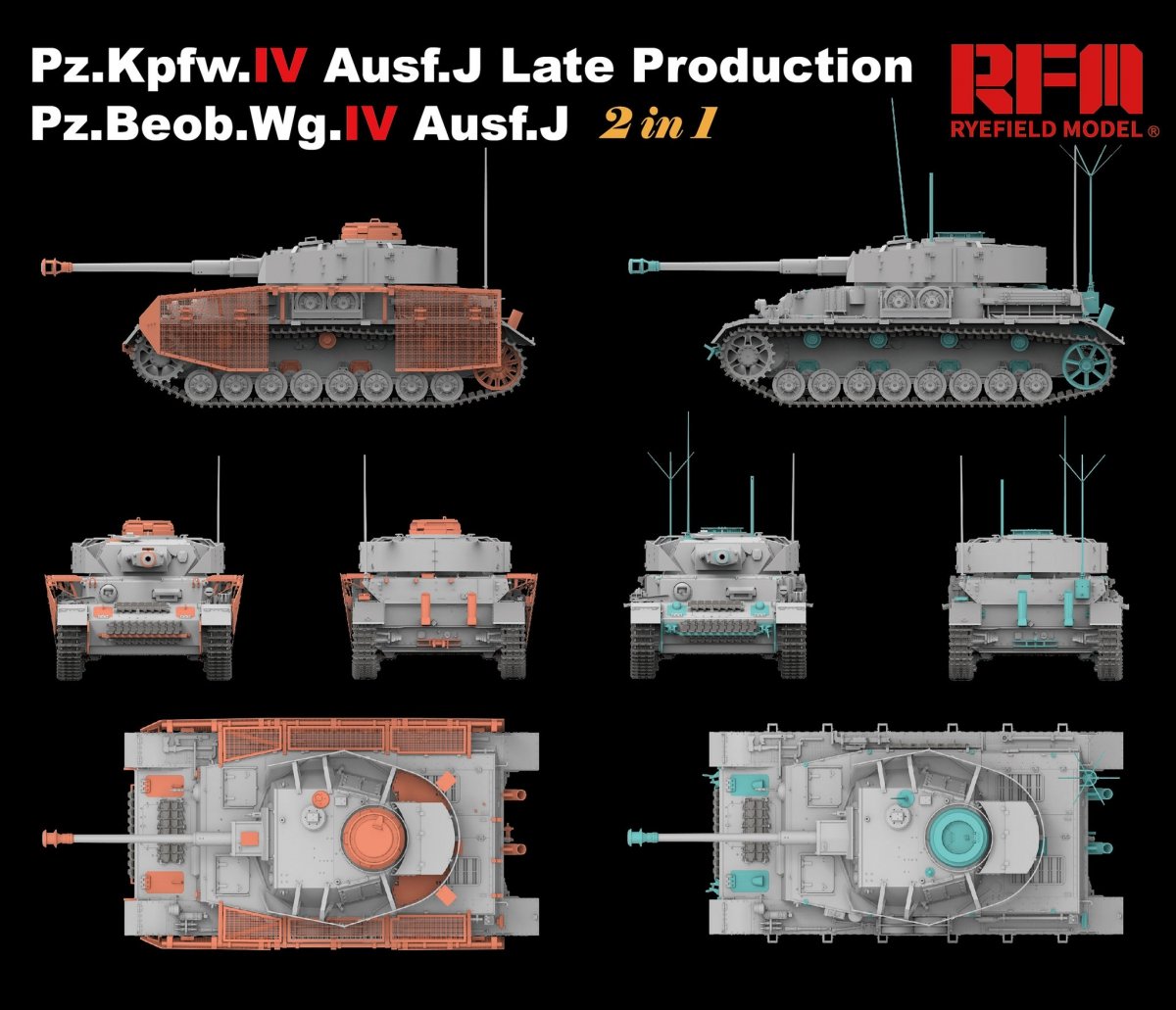 Rye Field Modèle 5033 Pz.Kpfw.IV Ausf.J Production tardive/ Pz.Beob.Wg.IV Ausf.J 2 en 1 1/35 – image 4