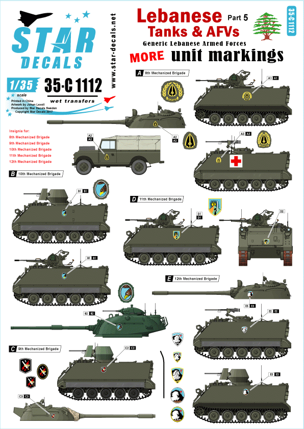 Star Decals 35-C1112 Lebanese Tanks &amp; AFVs 5 1/35