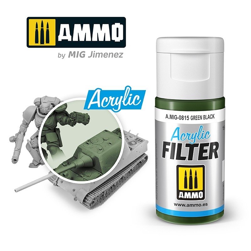 Filtre acrylique Ammo of Mig 0815 Vert Noir 15 ml