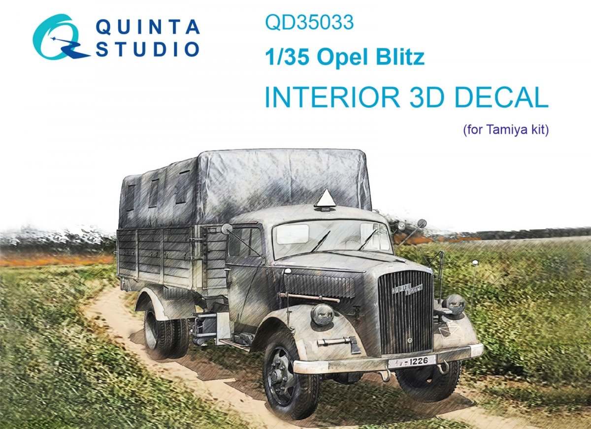 Quinta Studio QD35033 Opel Blitz 3D-Printed &amp;amp; colored Interior on decal paper (Tamiya) 1/35