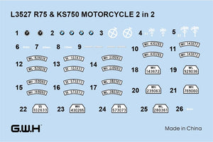 Great Wall Hobby L3527 WWII German Motorcycle R75 &amp;amp; KS750 2 in 2 1/35 – immagine 4