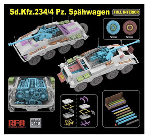 Rye Field Model 5118 Sd.Kfz. 234/4 Pz. Spähwagen with Full Interior 1/35 – Bild 4