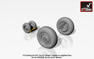 Armory Models AW72034 Sukhoj Su-27K / Su-33 Flanker wheels w/ weighted tires, front mudguard 1/72 – Bild 4