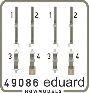 Eduard 49086 Seatbelts USN WWII green SUPERFABRIC 1/48