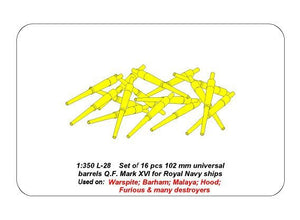 Aber 350L-28 Set of 16 pcs 102 mm Q.F. Mk.XVI barrels for Royal Navy ships 1/350 – imagen 6