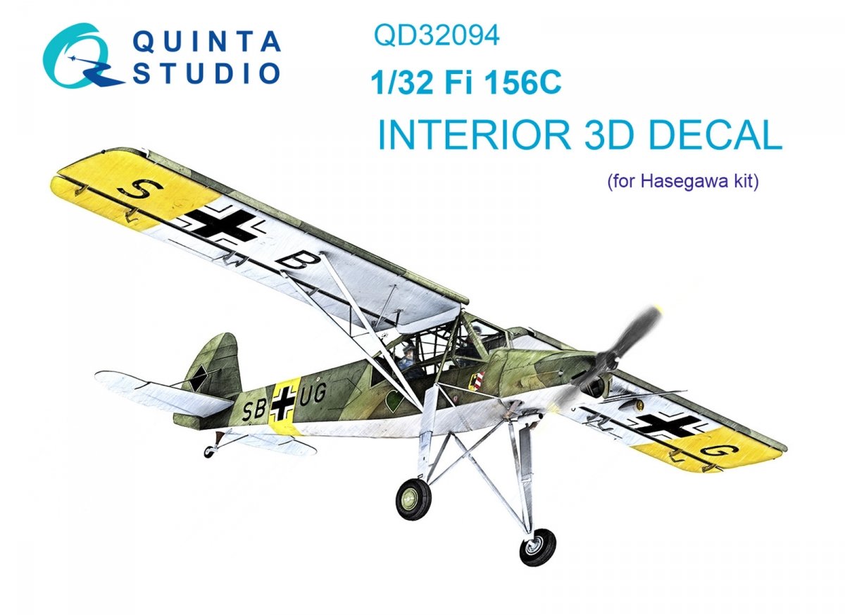 Quinta Studio QD32094 Fi 156C 3D-Printed &amp; colored Interior on decal paper (Hasegawa) 1/32