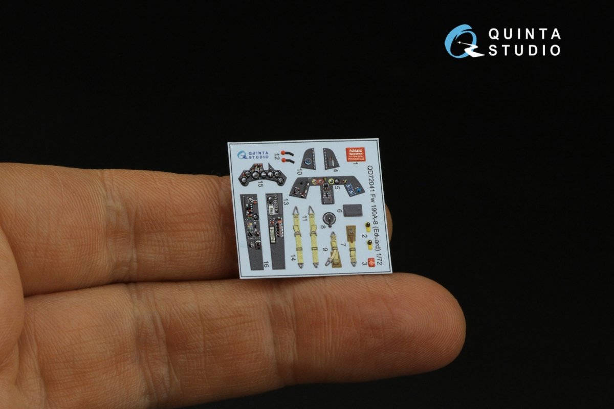 Quinta Studio QD72041 Fw 190A-8 3D-Printed &amp;amp; coloured Interior on decal paper (Eduard) 1/72 – immagine 4