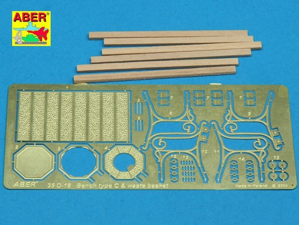 Aber 35D18 Bench type C and waste basket 1/35