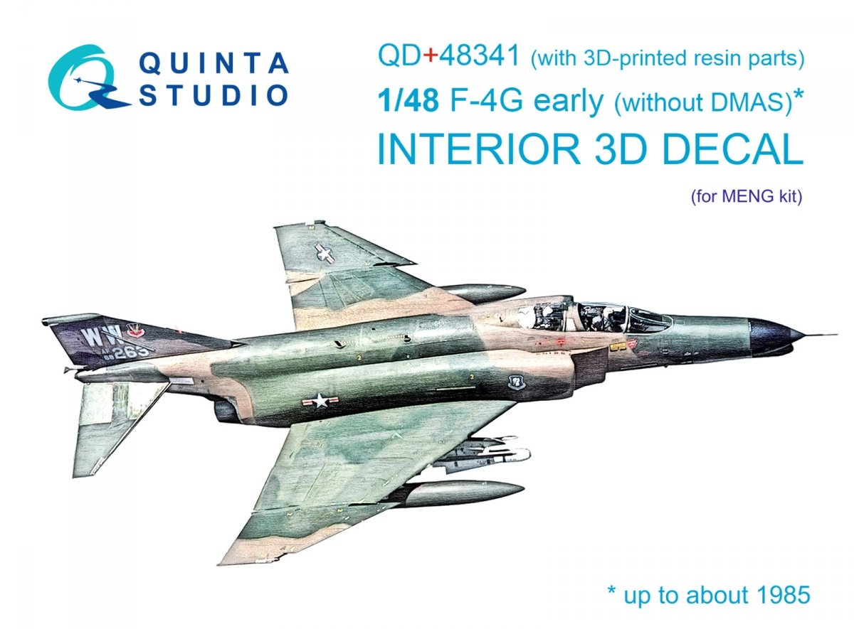 Quinta Studio QD+48341 F-4G early 3D-Printed &amp; colored Interior on decal paper (Meng) (with 3D-printed resin parts) 1/48