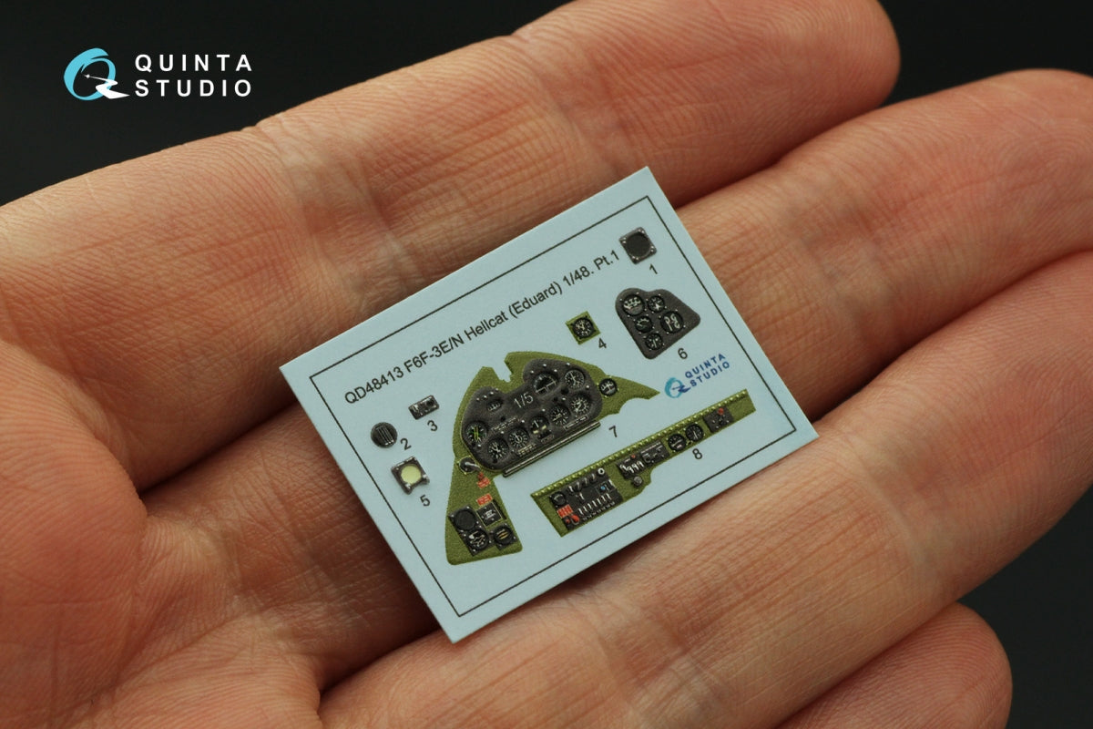 Quinta Studio QD48413 F6F-3E/N Hellcat 3D-Printed &amp;amp; coloured Interior on decal paper (Eduard) 1/48 – imagen 4