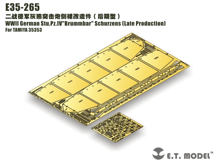 E.T. Model E35-265 WWII German Stu.Pz.IV"Brummbar" Schurzens（Late Production) Tamiya 35353 1/35