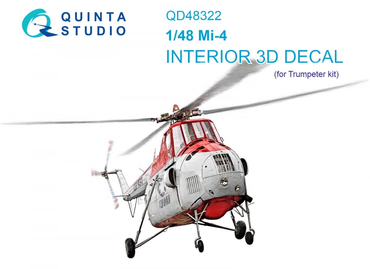 Quinta Studio QD48322 Mi-4 3D-Printed &amp; colored Interior on decal paper (Trumpeter) 1/48
