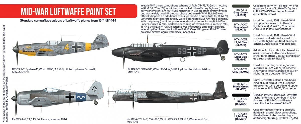 Hataka Hobby HTK-AS110 Mide-War Luftwaffe Paint Set 8x17 ml – immagine 2