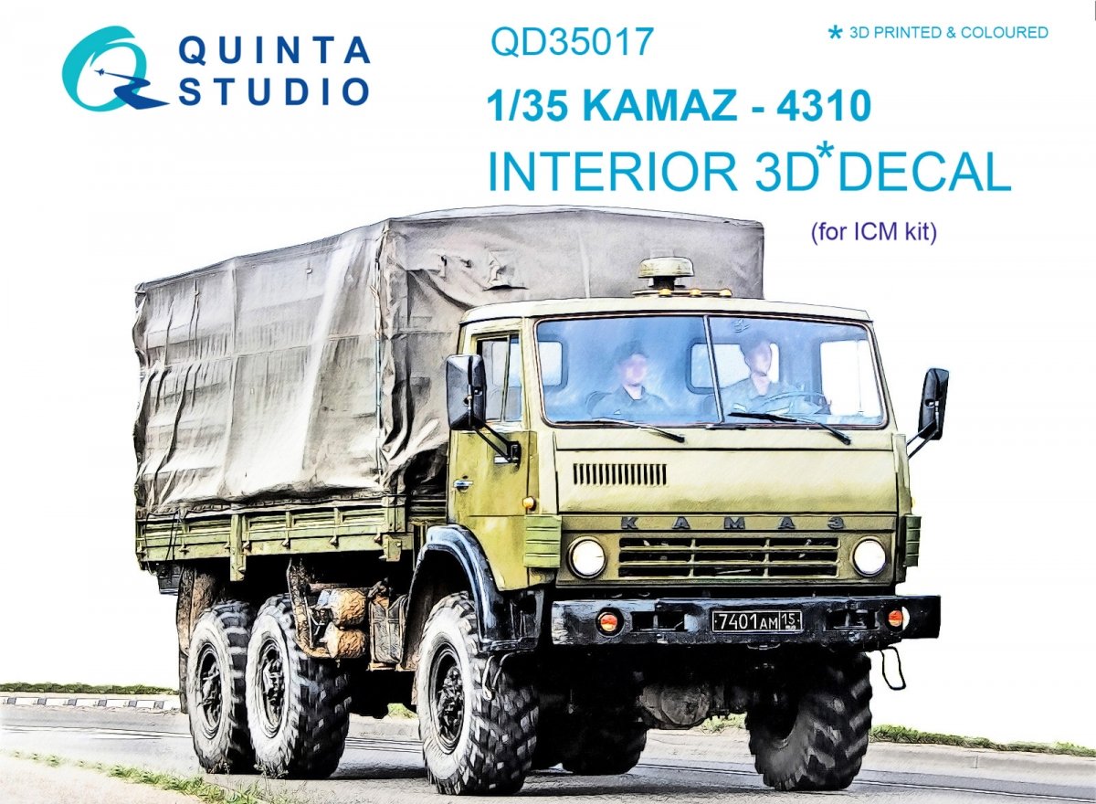 Quinta Studio QD35017 KAMAZ 4310 3D-Printed & coloured Interior on decal paper (for ICM kit) 1/35