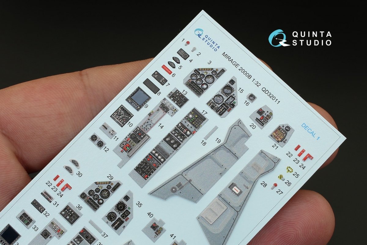Quinta Studio QD32011 Mirage 2000B 3D-Printed &amp;amp; coloured Interior on decal paper (for Kitty Hawk kit) 1/32 – imagen 5