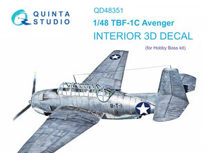 Quinta Studio QD48351 TBF-1C 3D-Printed &amp;amp; coloured Interior on decal paper (Hobby Boss) 1/48