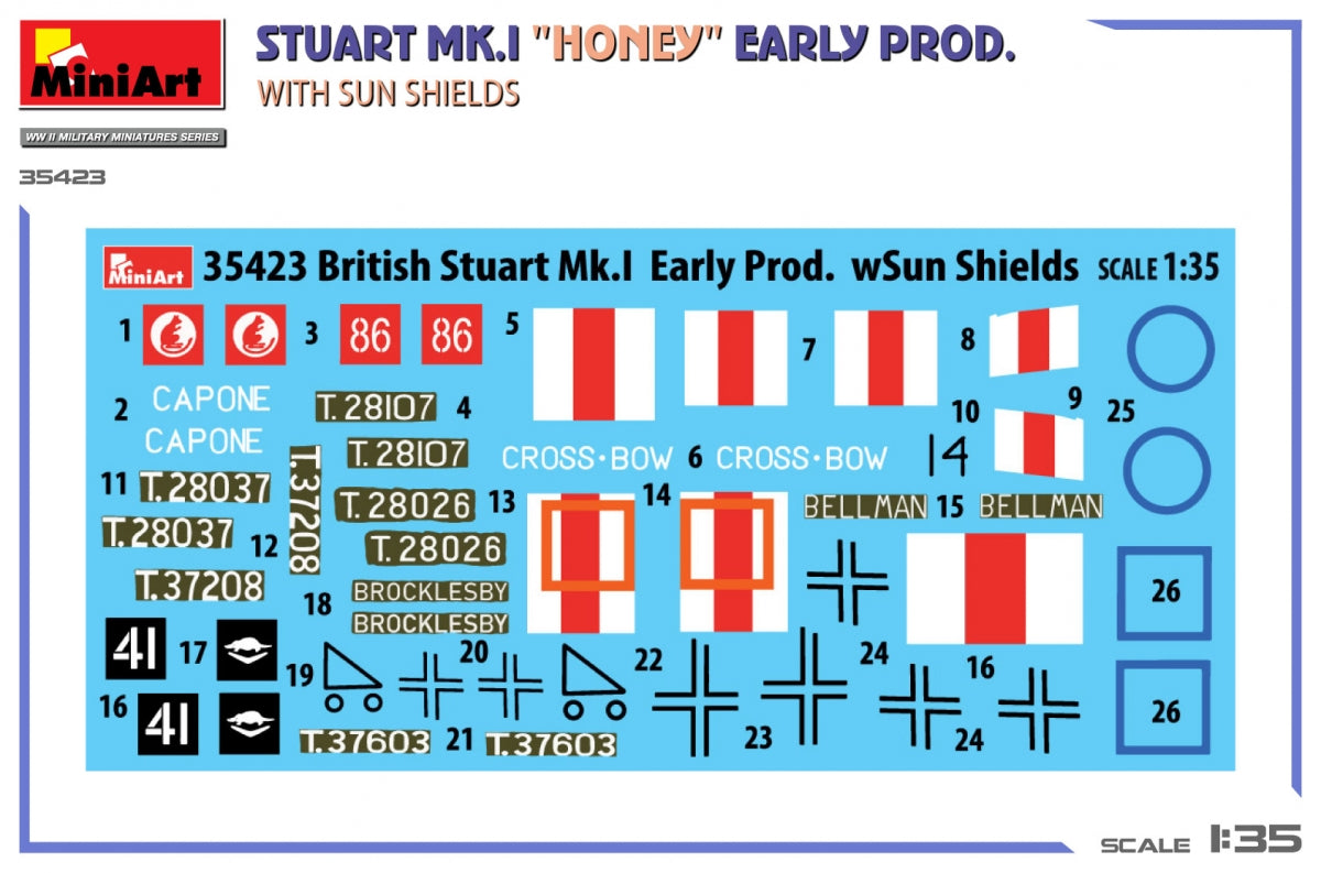 MiniArt 35423 Stuart Mk.I “Honey” Early Prod. w/Sun Shields 1/35 – immagine 2